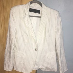 Zara Basic White Pinstriped Jacket size Large